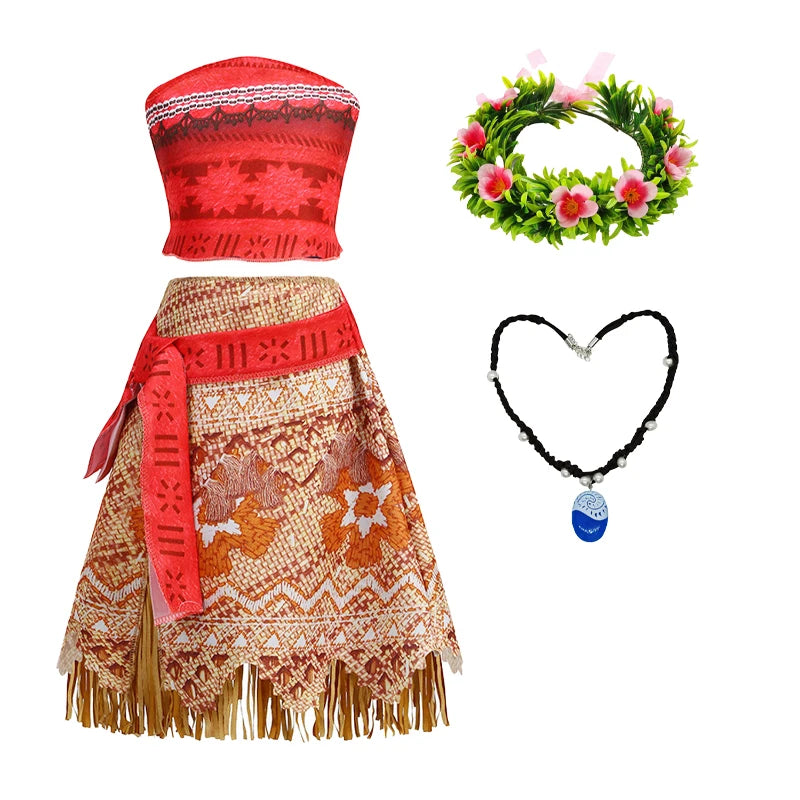 زي تنكري لشخصية موانا – إصدار مستوحى من فيلم Moana 2 | فستان أميرة المحيط للبنات