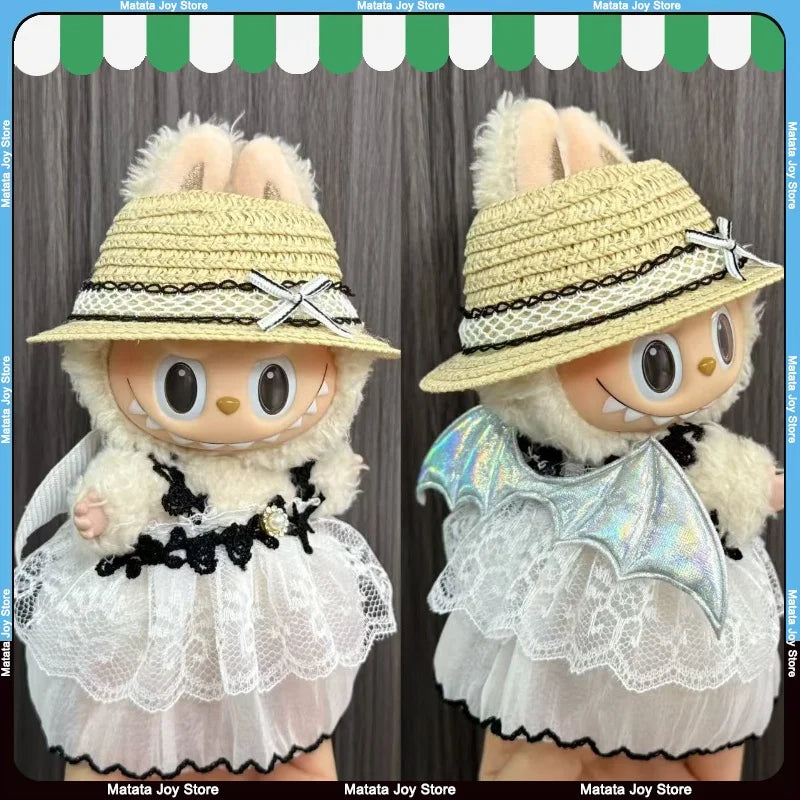 طقم هالوين لابوبو 17 سم – تنورة + أجنحة كيوت | ملابس دمية معلّقة – موضة موسمية لهدايا البنات