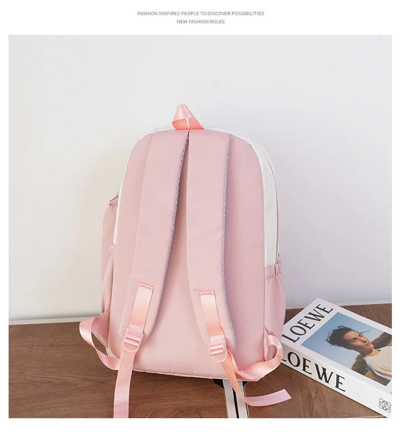 حقيبة ظهر ليلو وستيتش بحروف الأبجدية، حقيبة ظهر عالية السعة للطالبات مع مقلمة، حقيبة مدرسية كرتونية لطيفة، حقيبة أنمي قابل