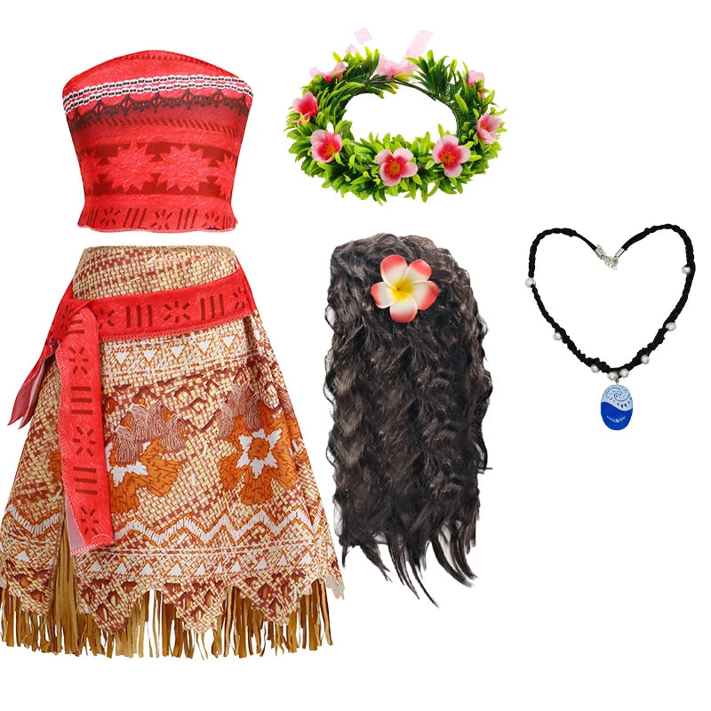 زي تنكري لشخصية موانا – إصدار مستوحى من فيلم Moana 2 | فستان أميرة المحيط للبنات