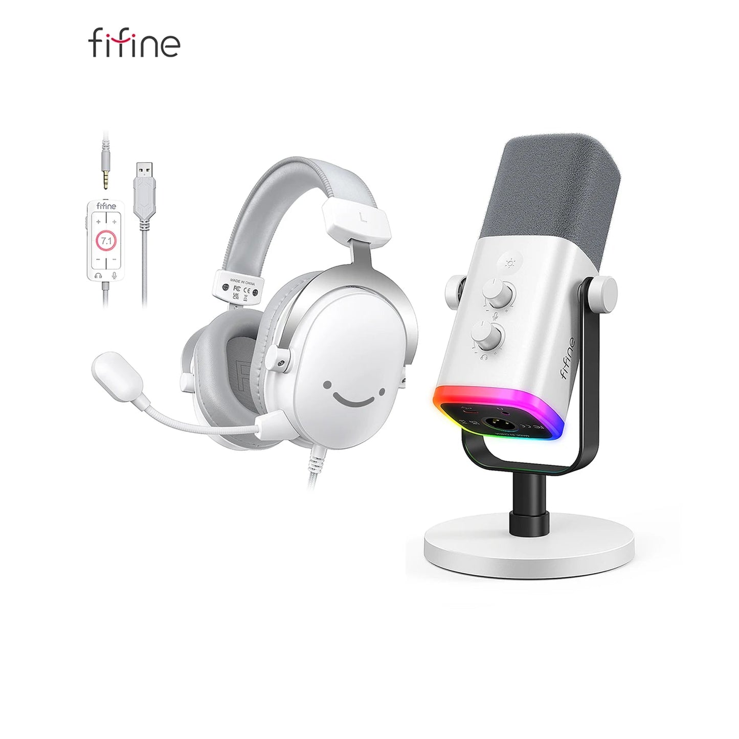 مجموعة FIFINE الصوتية للألعاب والبث – مايكروفون، ميكسر، وسماعة رأس | للمحتوى الصوتي والمرئي على يوتيوب، TikTok، OBS وغيرها
