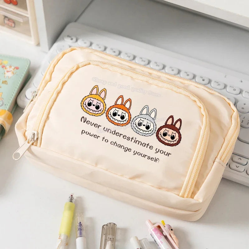 علبة أقلام للأطفال كبيرة السعة – حقيبة تخزين أدوات مكتبية إبداعية مع تصميم مفرّغ للضغط