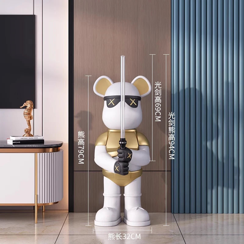 دبدوب ديكوري فاخر بحجم كبير – مع سيف مضيء، تصميم عصري وأنيق