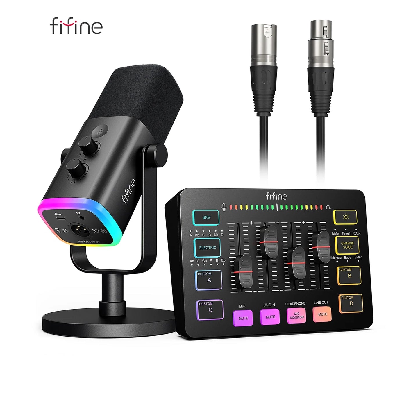 مجموعة FIFINE الصوتية للألعاب والبث – مايكروفون، ميكسر، وسماعة رأس | للمحتوى الصوتي والمرئي على يوتيوب، TikTok، OBS وغيرها