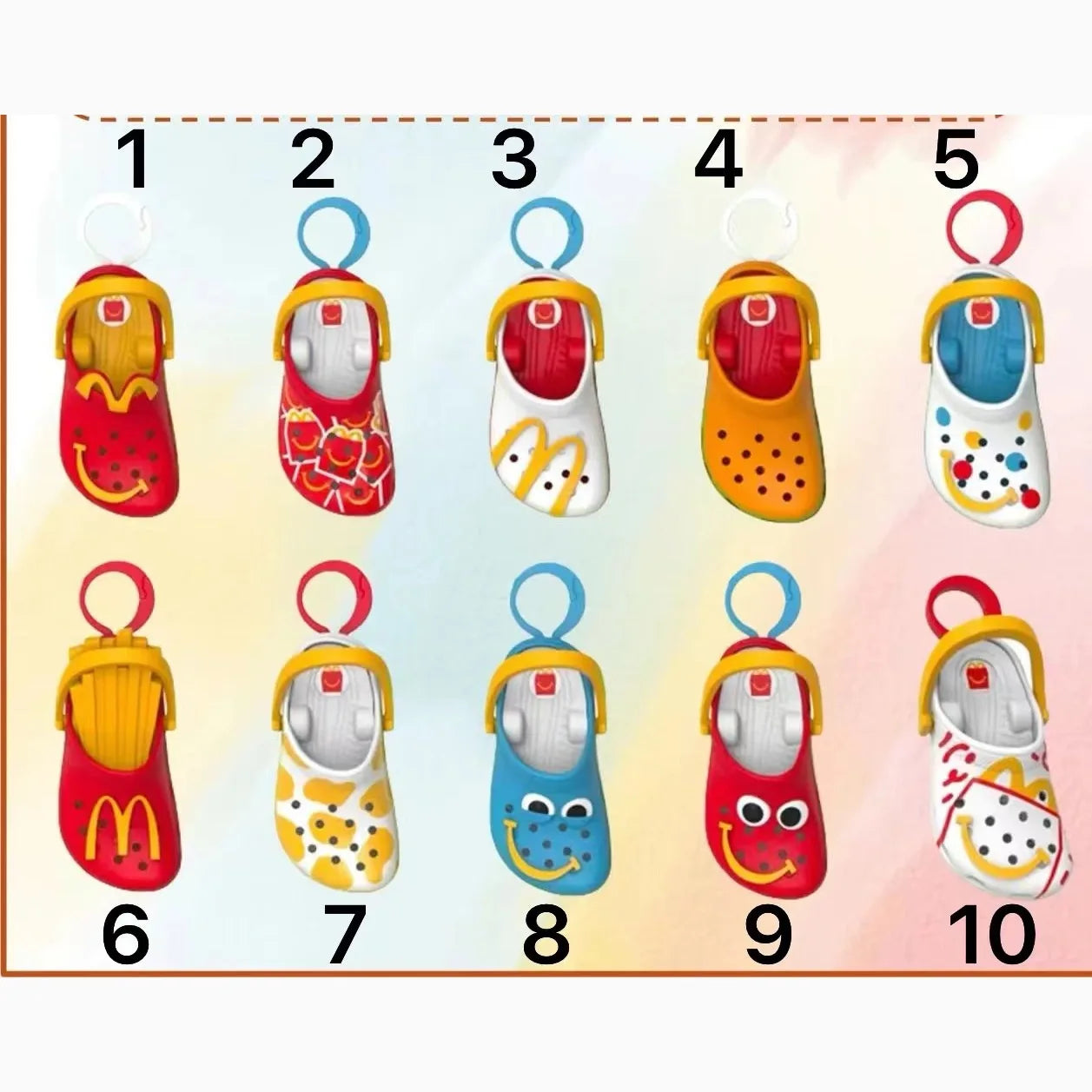 سلسلة 2024 من ماكدونالدز، ميدالية شبشب مصغر، لعبة هابي ميل مجسمة قابلة للجمع لتزيين المكتب أو كهدية عيد ميلاد للأطفال.