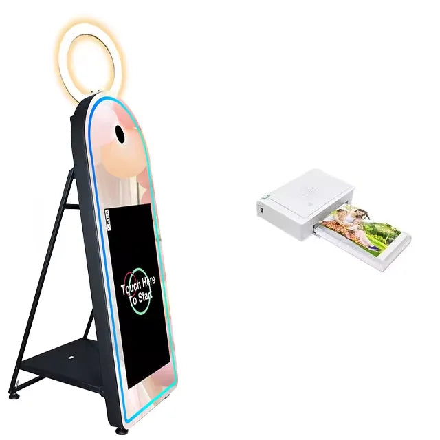 آلة فورية لتصوير السيلفي – مرآة فوتوبوث تفاعلية للحفلات مع كاميرا وطابعة وبرنامج مدمج