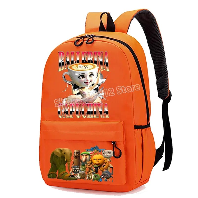 حقيبة مدرسية إيطاليان برينروت بطابع الحيوانات الميم، تصميم كرتوني مضحك بشكل قرش "تللا"، بسعة كبيرة، مناسبة للأولاد والبنات