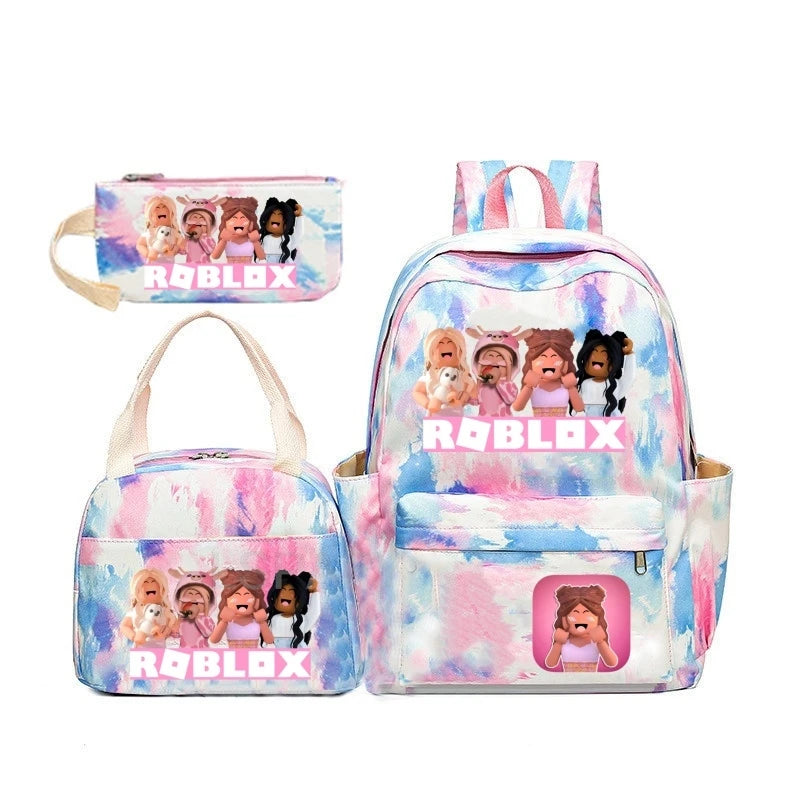 طقم 3 قطع جديد Roblox، حقيبة مدرسية ملونة للبنين والبنات