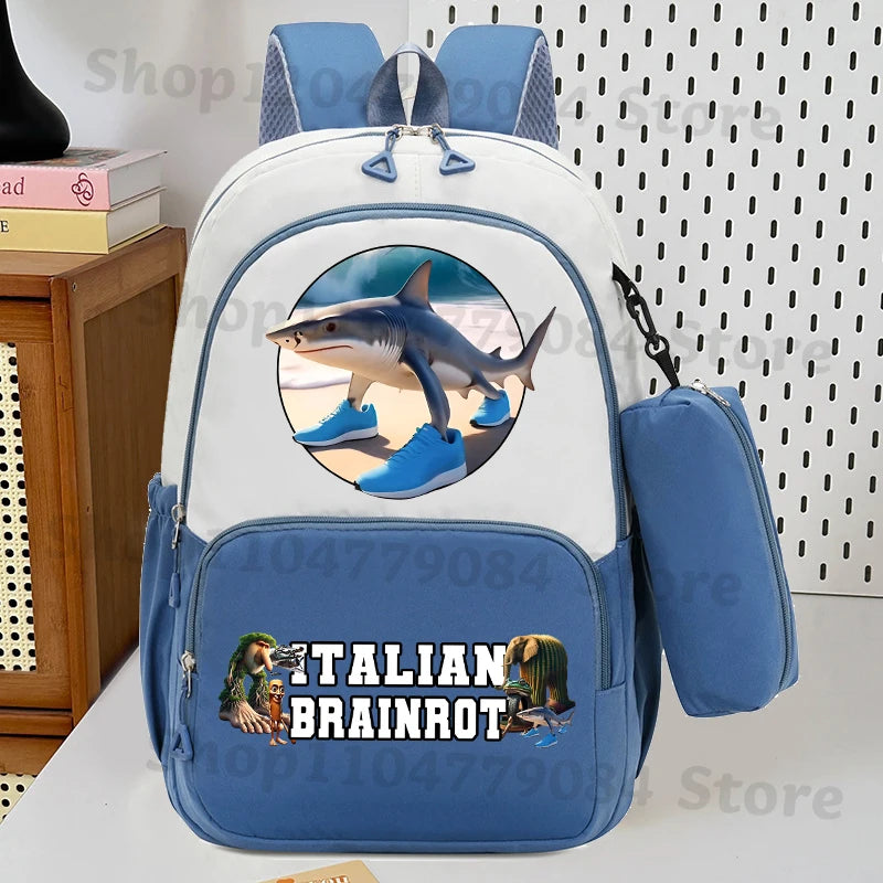 حقيبة ظهر إيطاليان برينروت مع مقلمة، تصميم أنمي عصري، حقيبة مدرسية عالية السعة للبنين والبنات، مع مساحة لتخزين الأدوات الم