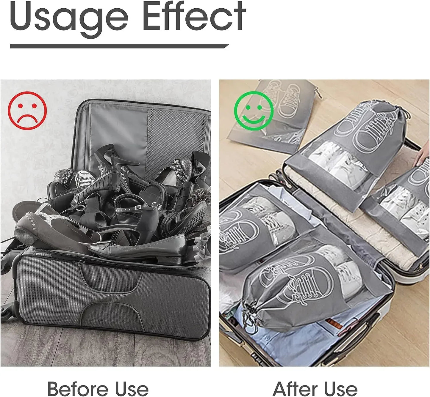 أكياس تخزين الأحذية (5 أو 10 قطع) – قماش غير منسوج، خفيفة ومناسبة للسفر والتخزين