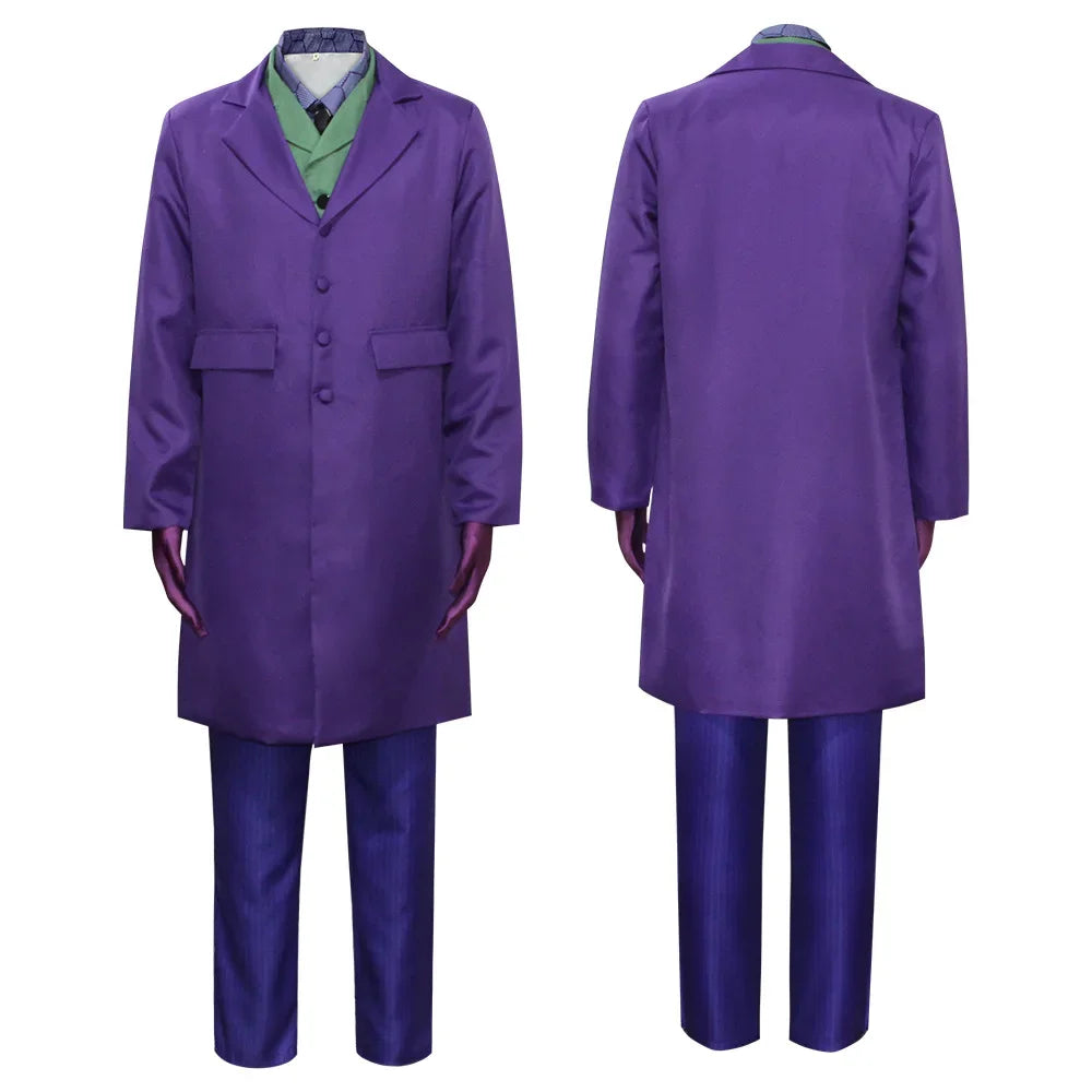 زي تنكري للرجال – الجوكر من فيلم "The Dark Knight" | بدلة كاملة مع جاكيت وباروكة | مستوحى من شخصية هيث ليدجر