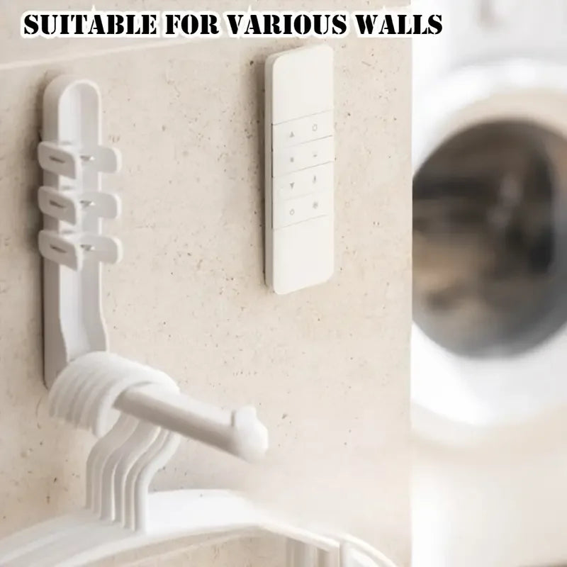 حامل ريموت مغناطيسي بدون حفر (3 قطع) – تثبيت جداري موفّر للمساحة بتصميم أبيض أنيق