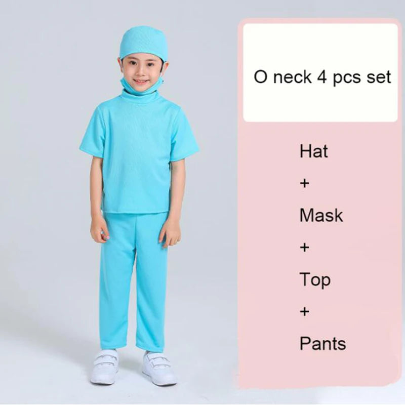 زي تنكري للأطفال – زي دكتور/جراح كامل | قميص، بنطال، ومعطف أبيض | مثالي للهالوين ولعب الأدوار