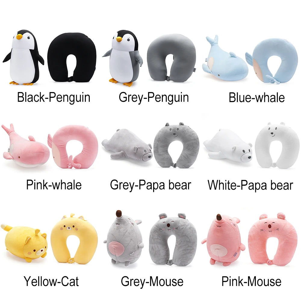 مخدة سفر كرتونية متعددة الاستخدام – تصميم بطريق أو حوت
