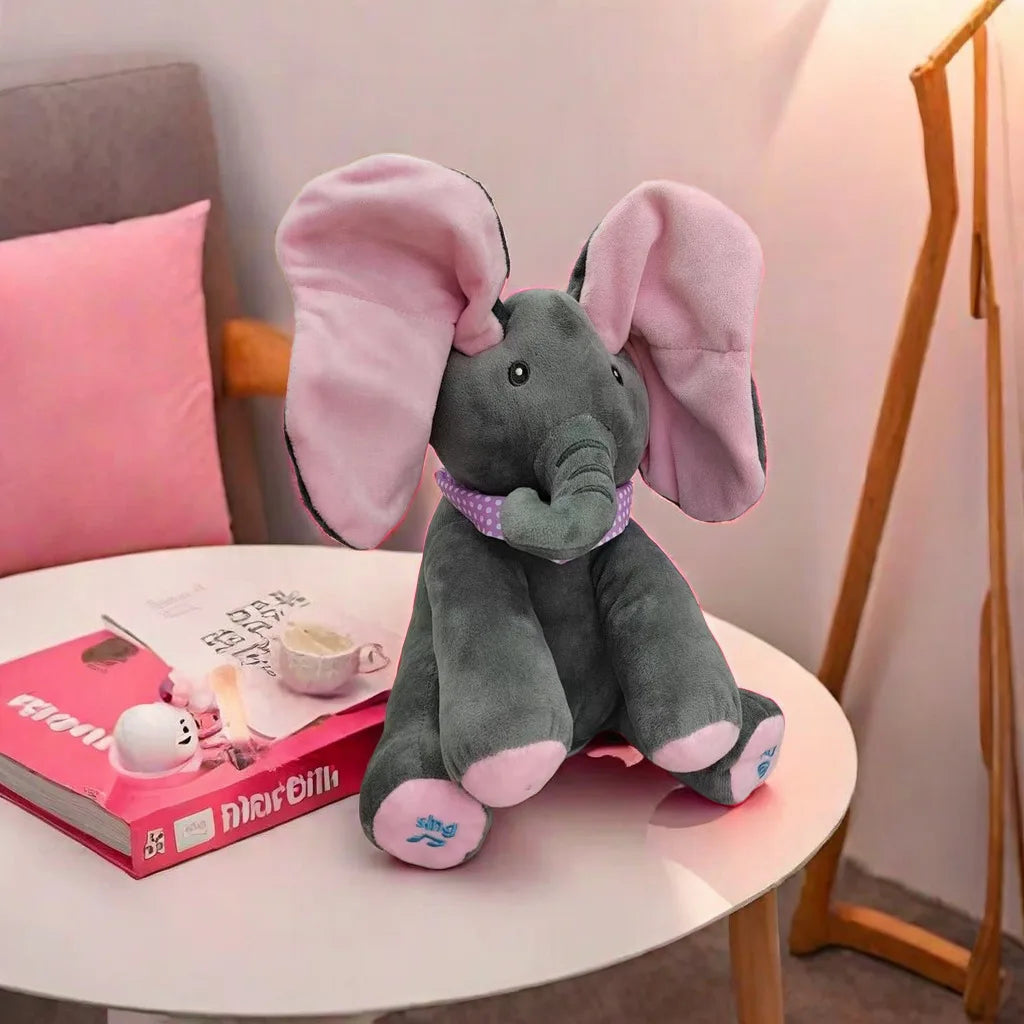 لعبة الفيل المتكلم "الغميضة" – دمية تفاعلية ناعمة للرضّع والأطفال