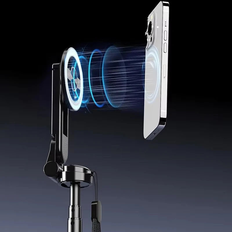 عصا سيلفي مغناطيسية 4-في-1 مع دوران 360° وتحكم بلوتوث لاسلكي