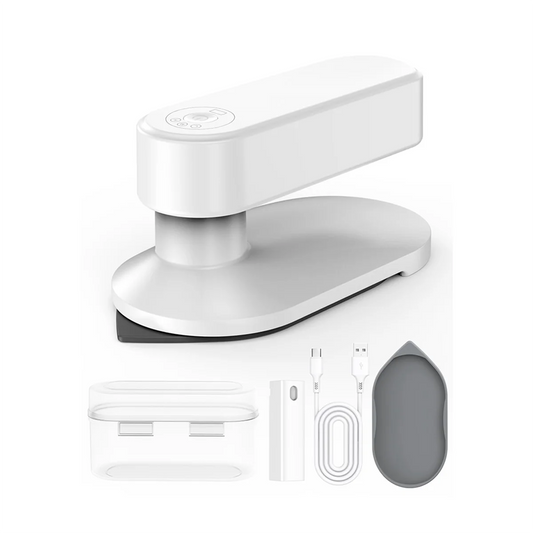 مكواة سفر لاسلكية صغيرة الحجم خفيفة الوزن (0.32 كجم) – كيّ جاف للملابس مع صندوق تخزين ووسائد حرارية