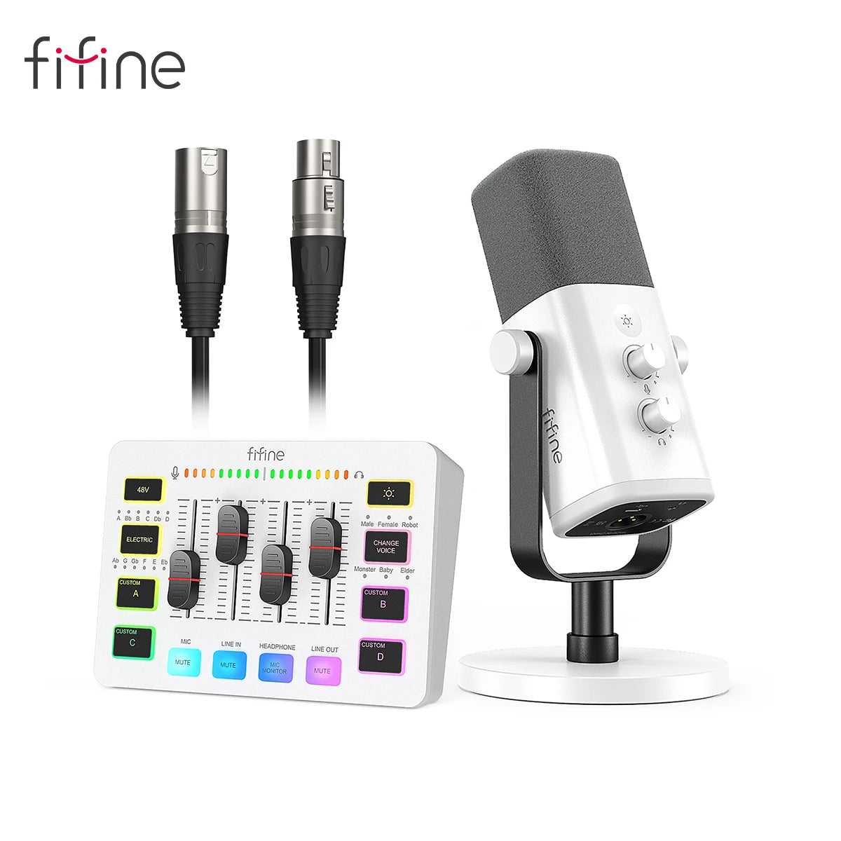 مجموعة FIFINE الصوتية للألعاب والبث – مايكروفون، ميكسر، وسماعة رأس | للمحتوى الصوتي والمرئي على يوتيوب، TikTok، OBS وغيرها