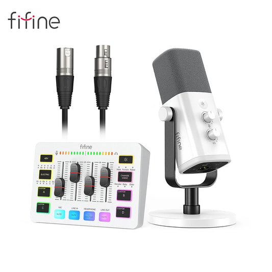 مجموعة FIFINE الصوتية للألعاب والبث – مايكروفون، ميكسر، وسماعة رأس | للمحتوى الصوتي والمرئي على يوتيوب، TikTok، OBS وغيرها
