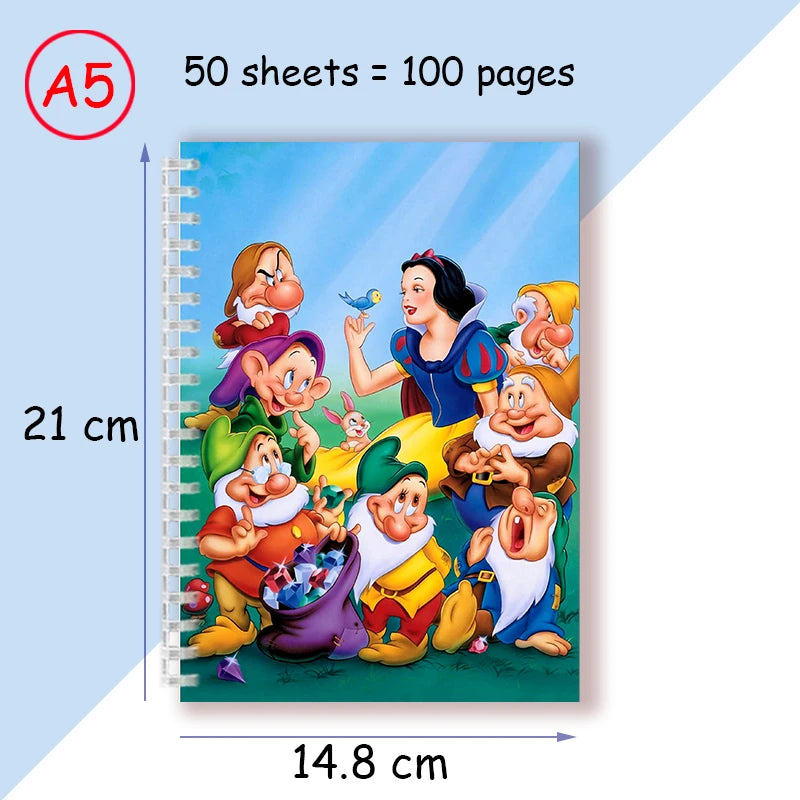 دفتر حلزوني A5 – كرتوني من ديزني سنو وايت والأقزام السبعة