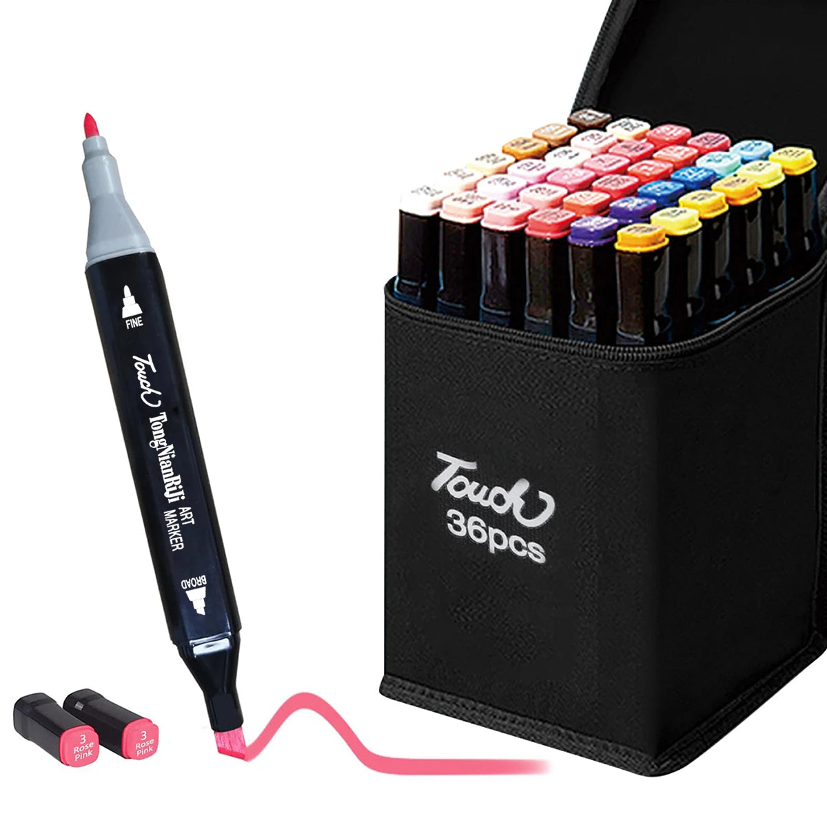 مجموعة ماركر مزدوج الرأس للرسم والتظليل – من 24 إلى 168 لون زيتي، مثالية للطلاب والمصممين والفنانين