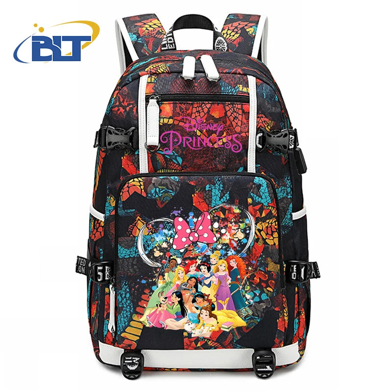 حقيبة ظهر للأطفال مطبوعة بشخصية ميني ماوس وأميرات ديزني