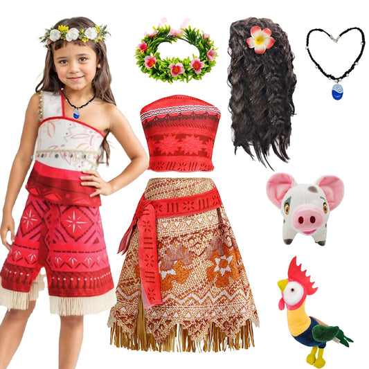 زي تنكري لشخصية موانا – إصدار مستوحى من فيلم Moana 2 | فستان أميرة المحيط للبنات