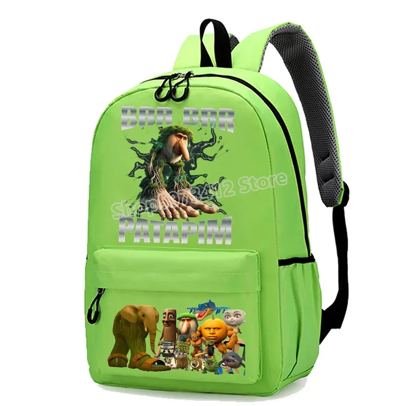 حقيبة مدرسية إيطاليان برينروت بطابع الحيوانات الميم، تصميم كرتوني مضحك بشكل قرش "تللا"، بسعة كبيرة، مناسبة للأولاد والبنات