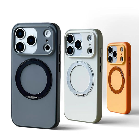 كفر آيفون فاخر مع حلقة مغناطيسية دوّارة 360° – دعم MagSafe وحماية للكاميرا