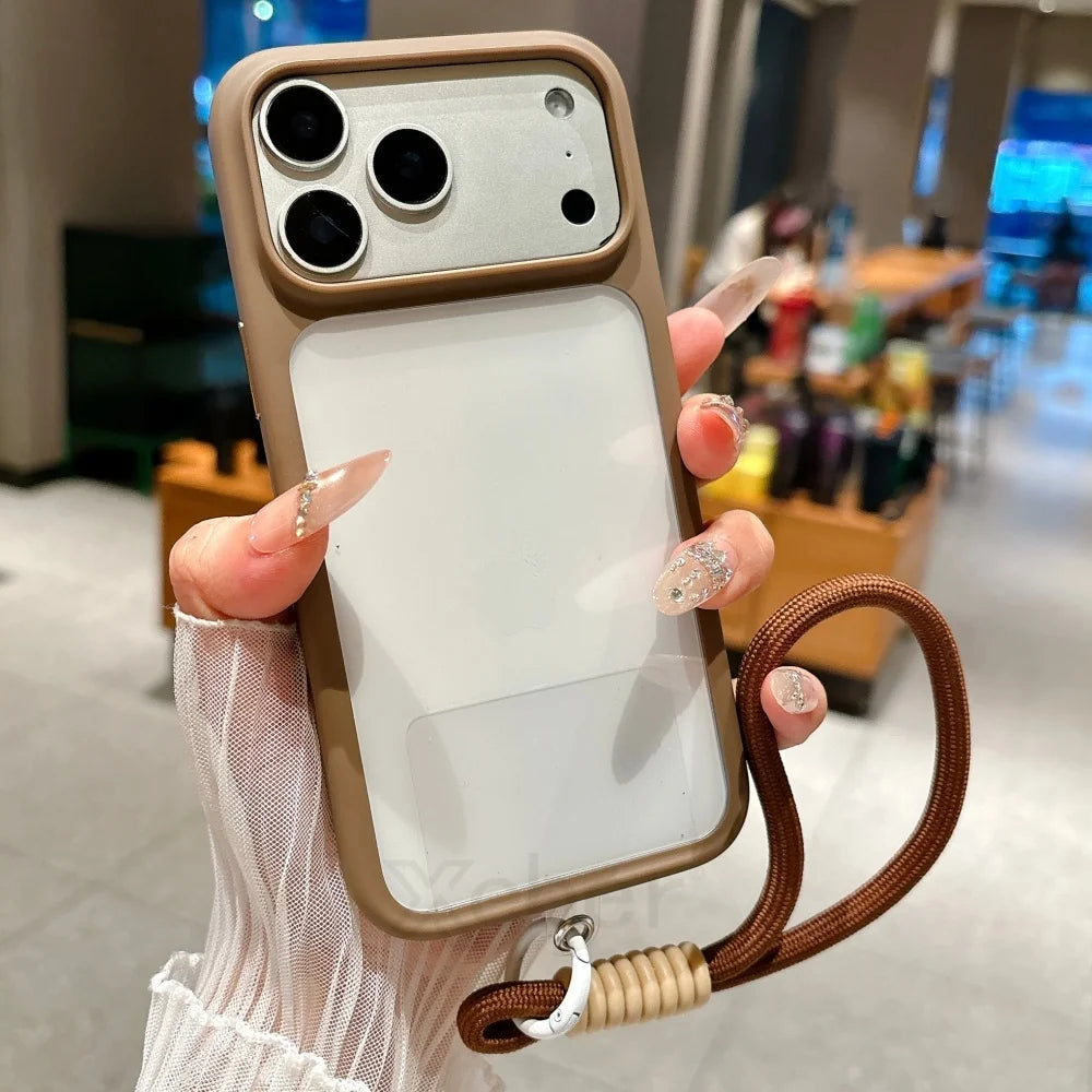 كفر آيفون شفاف فائق الوضوح مع زر كاميرا ذكي – حماية قوية ضد الصدمات