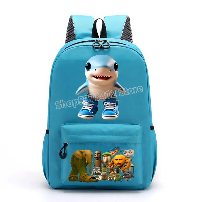 حقيبة مدرسية إيطاليان برينروت بطابع الحيوانات الميم، تصميم كرتوني مضحك بشكل قرش "تللا"، بسعة كبيرة، مناسبة للأولاد والبنات