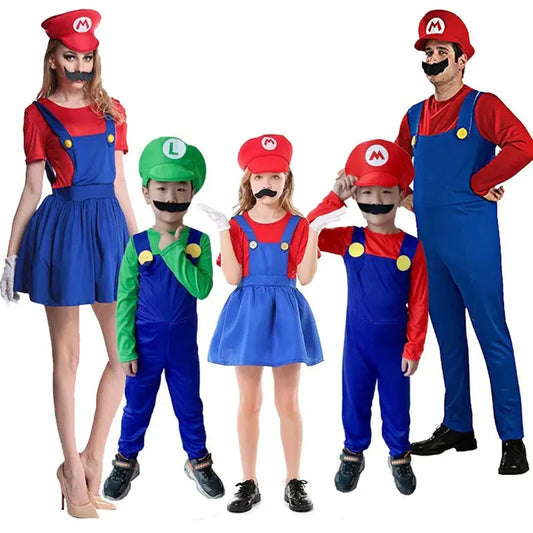 زي تنكري لشخصيات لويجي وماريو – من ألعاب الأنمي والسوبر ماريو | طقم كامل للكبار والأطفال