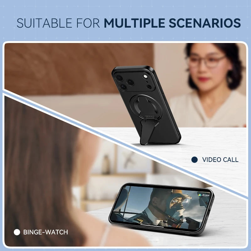 كفر آيفون مغناطيسي KEYSION بستاند عمودي – سيليكون + PC مطلي مع حماية ضد الصدمات