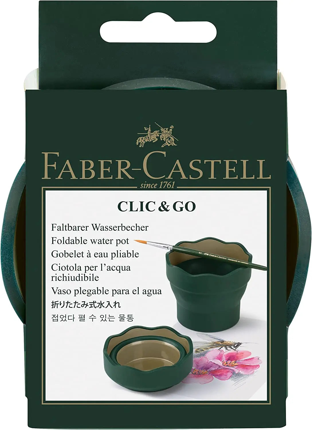 كوب ماء قابل للطي Faber-Castell Clic & Go – أداة غسيل الفرشاة بتصميم عملي للفنانين والهواة