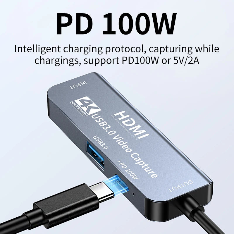 كرت التقاط HDMI إلى USB 3.0 – مع دعم 100W PD للشحن
