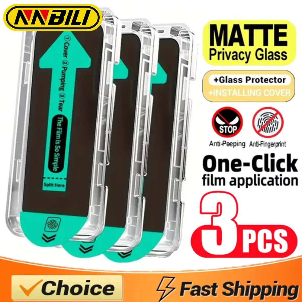 زجاج حماية بخصوصية عالية لأجهزة iPhone 11 – 17 Pro Max / Air / XS / وغيرها