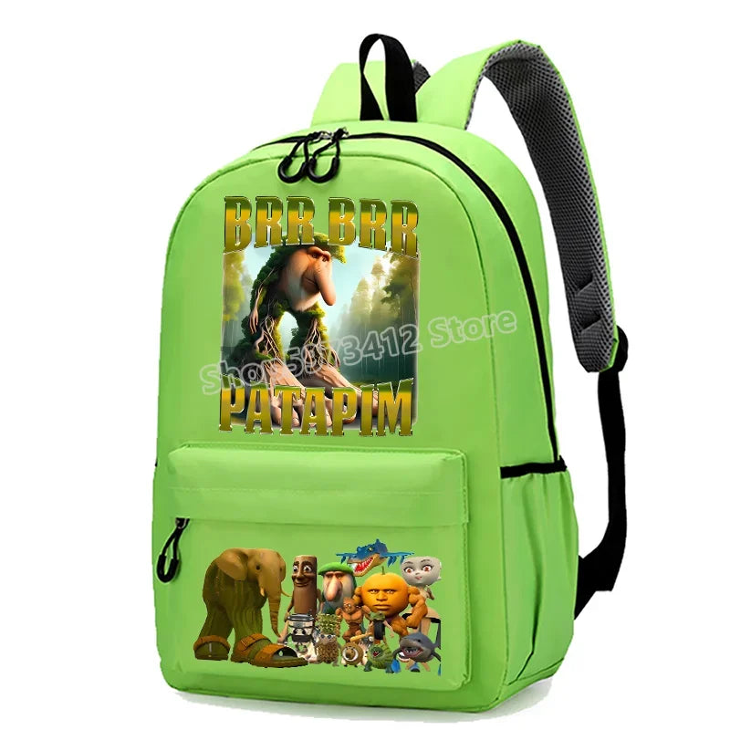 حقيبة مدرسية إيطاليان برينروت بطابع الحيوانات الميم، تصميم كرتوني مضحك بشكل قرش "تللا"، بسعة كبيرة، مناسبة للأولاد والبنات