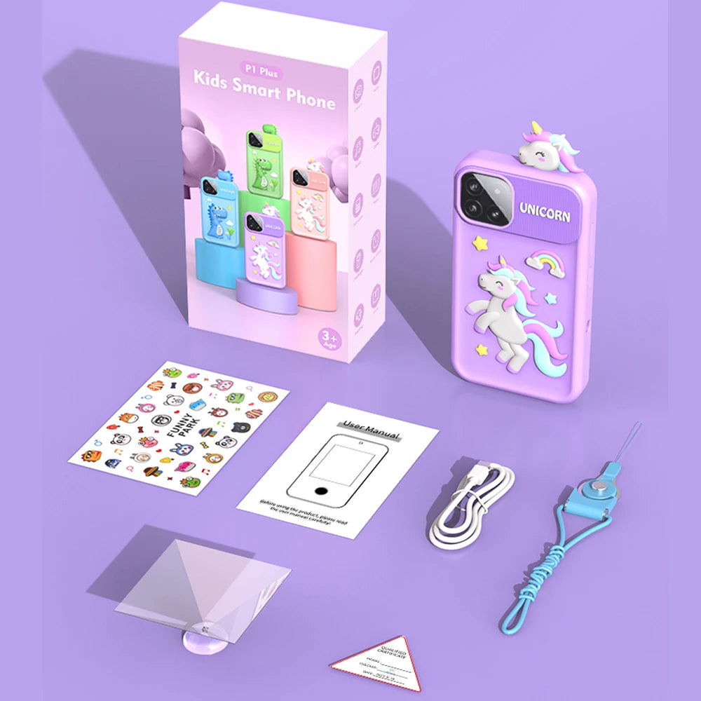 هاتف أطفال ذكي موسيقي – بتصميم يونيكورن كرتوني ولمس تفاعلي | لعبة تعليمية للأولاد والبنات