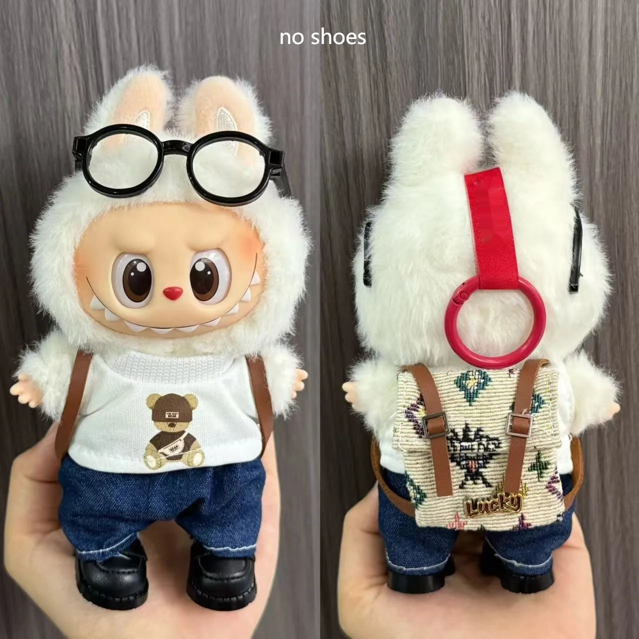 طقم هالوين لابوبو 17 سم – تنورة + أجنحة كيوت | ملابس دمية معلّقة – موضة موسمية لهدايا البنات