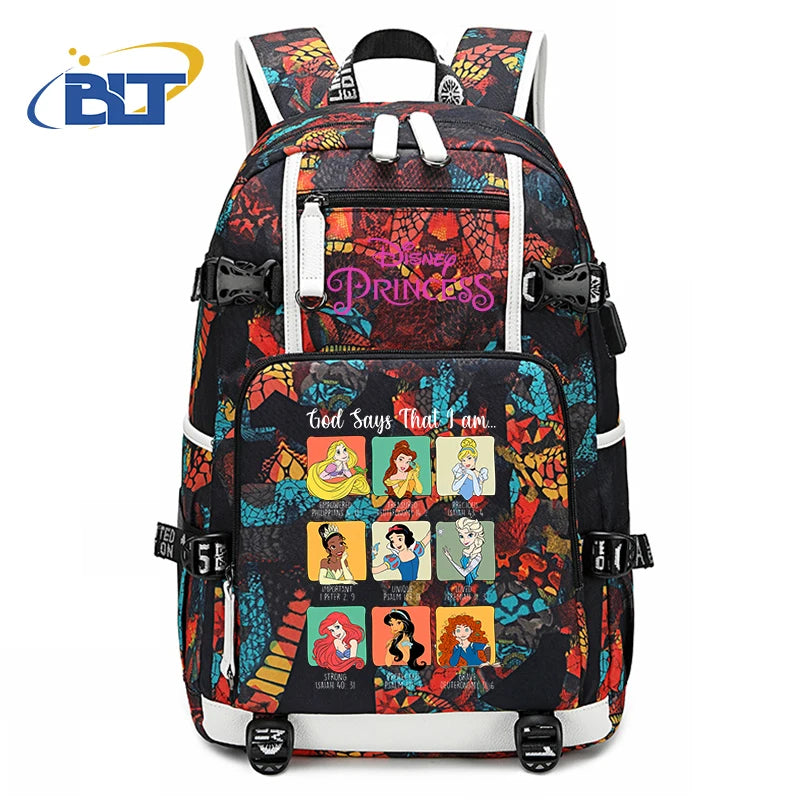 حقيبة ظهر للأطفال مطبوعة بشخصية ميني ماوس وأميرات ديزني