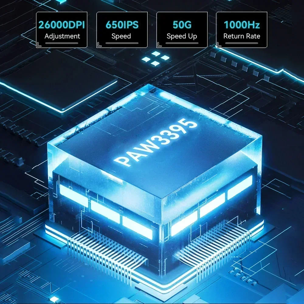 ماوس Attack Shark X3 لاسلكي خفيف – ثلاث أوضاع اتصال، حساس PAW3395 بدقة 26K DPI، متوافق مع كمبيوتر ولابتوب