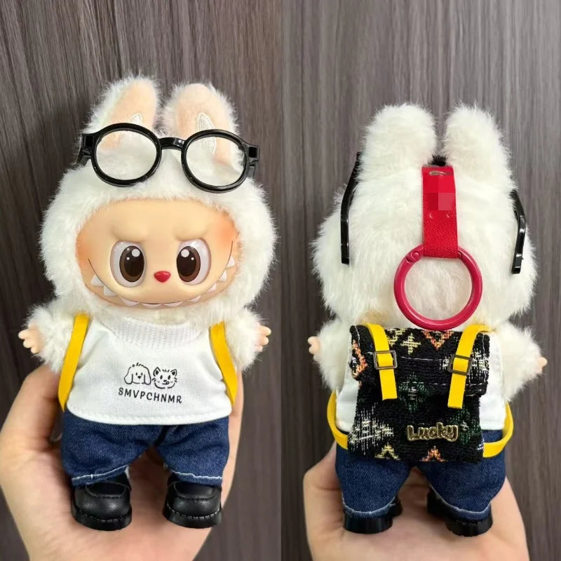 طقم هالوين لابوبو 17 سم – تنورة + أجنحة كيوت | ملابس دمية معلّقة – موضة موسمية لهدايا البنات