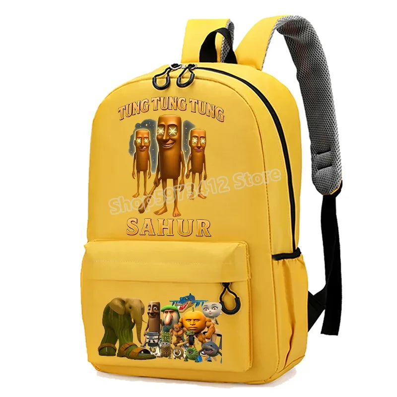 حقيبة مدرسية إيطاليان برينروت بطابع الحيوانات الميم، تصميم كرتوني مضحك بشكل قرش "تللا"، بسعة كبيرة، مناسبة للأولاد والبنات