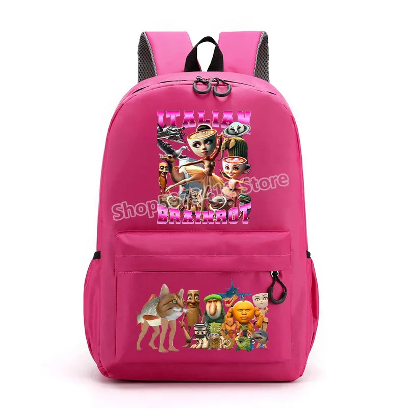 حقيبة ظهر إيطاليان برينروت بتصميم كرتوني عصري، حقيبة مدرسية بسعة كبيرة للطلاب، مثالية للعودة إلى المدرسة مع مساحة للكتب وا