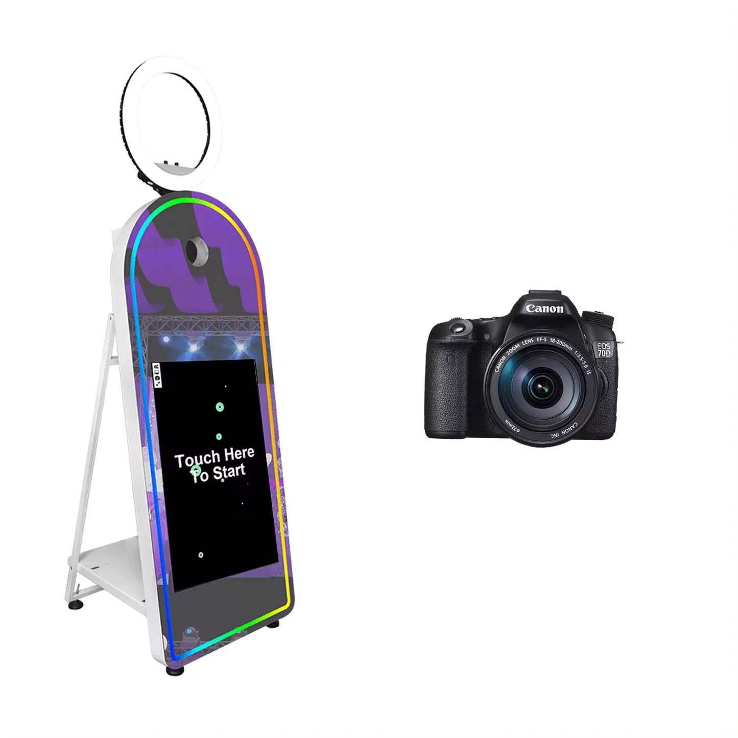 آلة فورية لتصوير السيلفي – مرآة فوتوبوث تفاعلية للحفلات مع كاميرا وطابعة وبرنامج مدمج