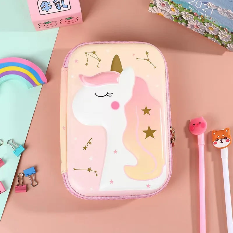 مقلمة كرتونية 3D من EVA – تصميم كاوايي، سعة كبيرة، علبة صلبة لحفظ الأدوات المدرسية