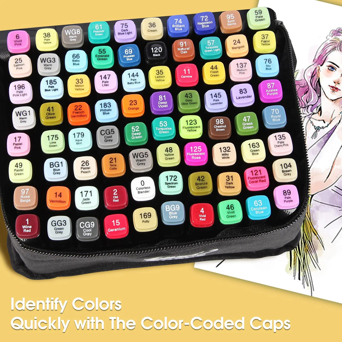 مجموعة ماركر مزدوج الرأس للرسم والتظليل – من 24 إلى 168 لون زيتي، مثالية للطلاب والمصممين والفنانين