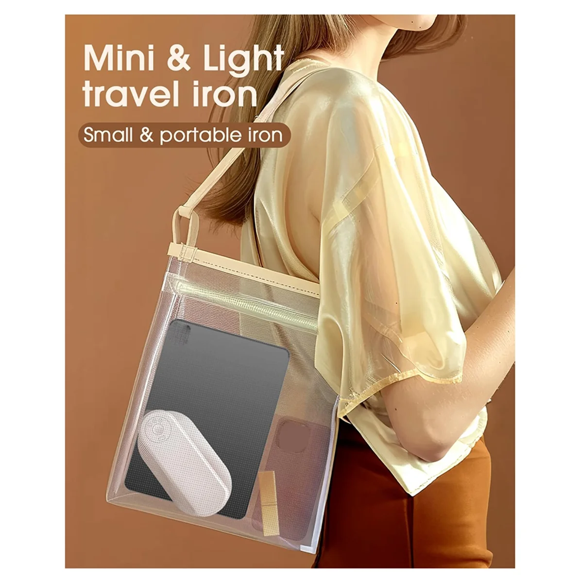 مكواة سفر لاسلكية صغيرة الحجم خفيفة الوزن (0.32 كجم) – كيّ جاف للملابس مع صندوق تخزين ووسائد حرارية