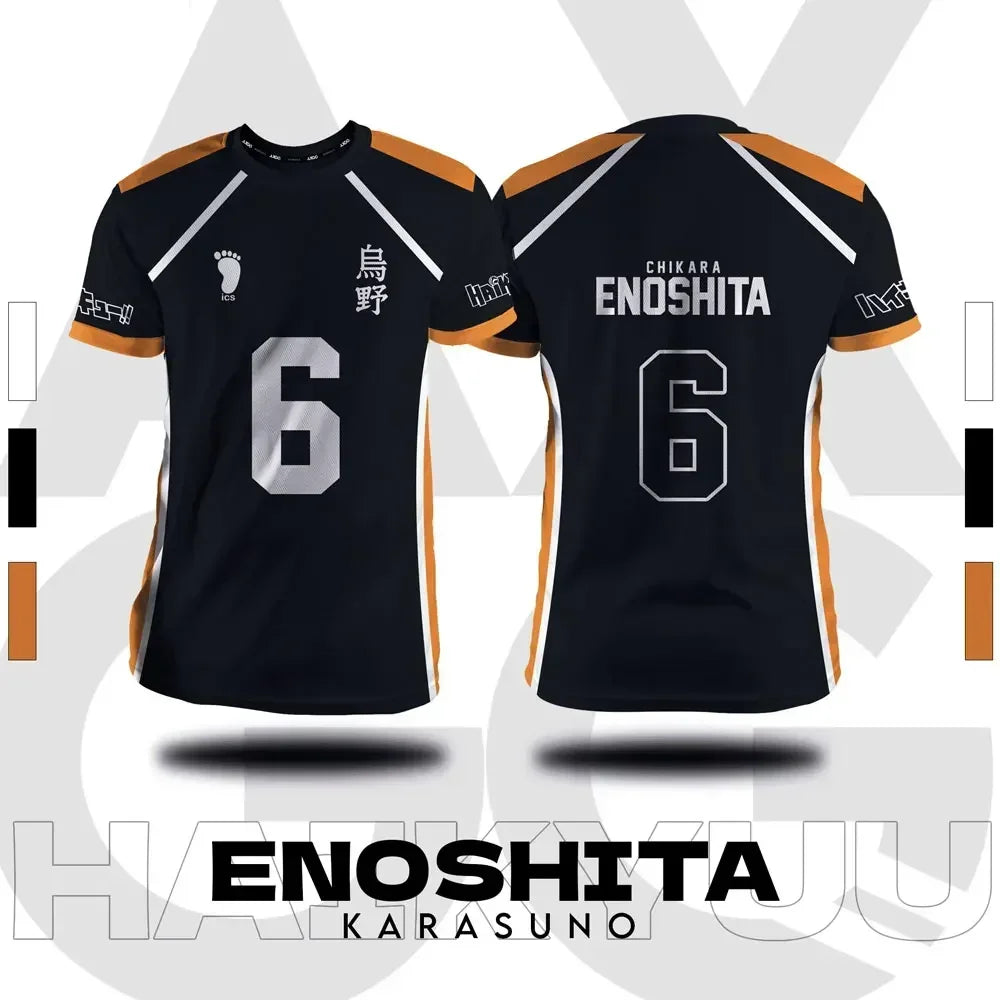 تيشيرت كوسبلاي Haikyuu تصميم Fukurodani – قصير للجنسين | لبس أنمي رياضي صيفي Hinata – مقاسات من S إلى 4XL