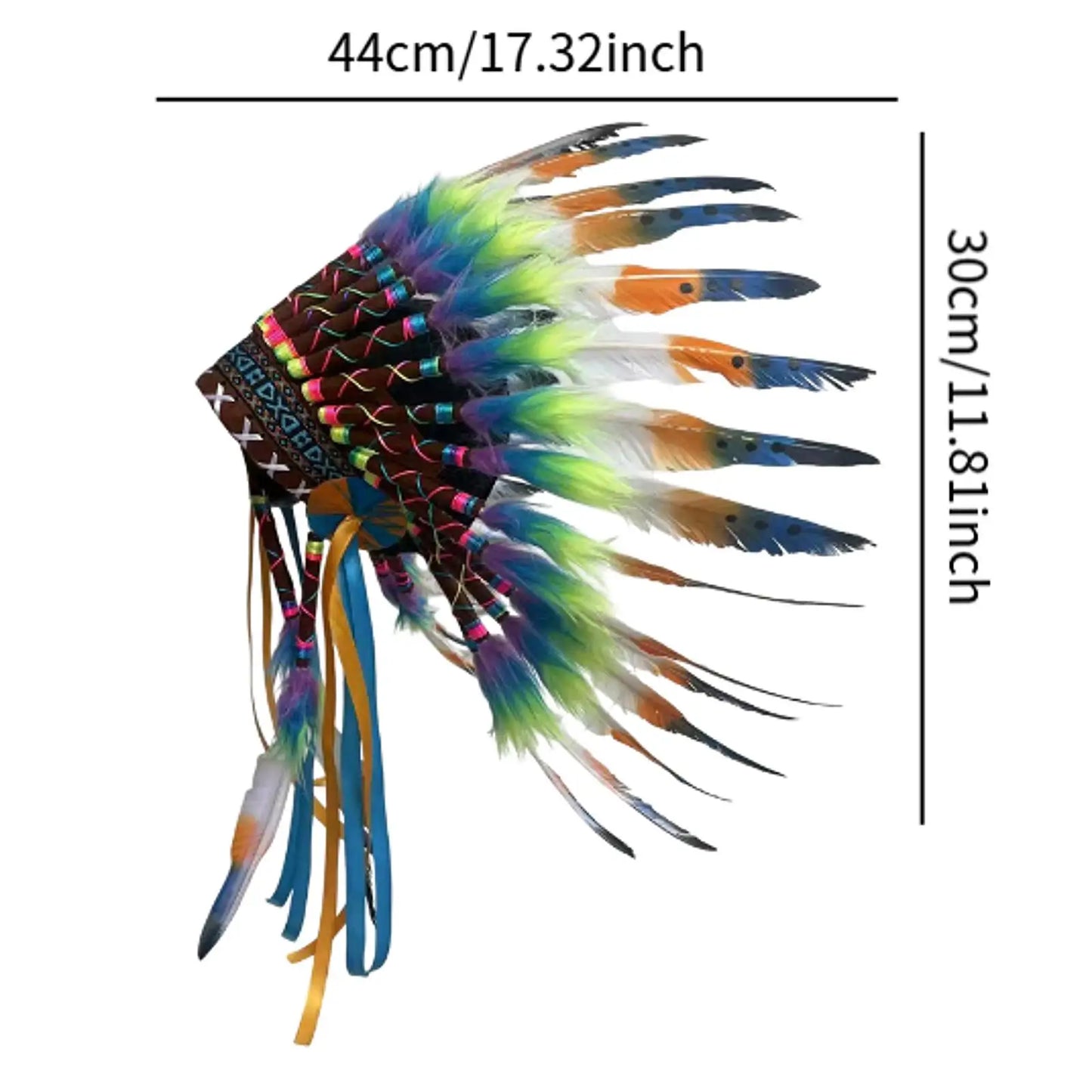 غطاء رأس هندي بريش فاخر – للكبار رجال ونساء | زينة حفلات وتنكر – خفيف وفخم للعروض والكوسبلاي
